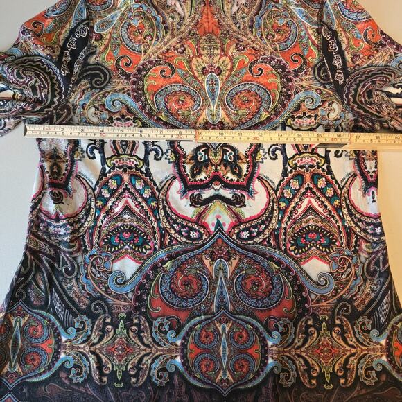 Unity World Wear Blouse Women's L Paisley Multi-Color Third Quarter Sleeve - Picture 14 of 16